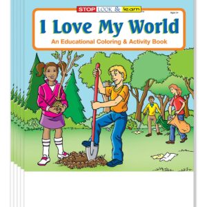 ZOCO - I Love My World - Kids Educational Coloring Books (50 Bulk Pack, Without Crayons) - Make The Difference, Earth Day, Environmentally Friendly Handout - Games, Puzzles, Activities for Kids