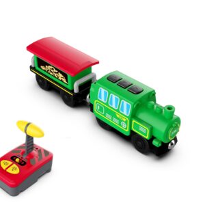 Wooden Train Accessories Battery Operated Locomotive Train, Remote Control Train for Track Set, Powerful Engine Train Vehicles Fit All Major Brands Track Railway System (Battery Not Included)