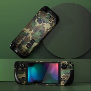 PlayVital Full Set Protective Skin Decal for Steam Deck LCD, Custom Stickers Vinyl Cover for Steam Deck OLED - Army Green Camouflage