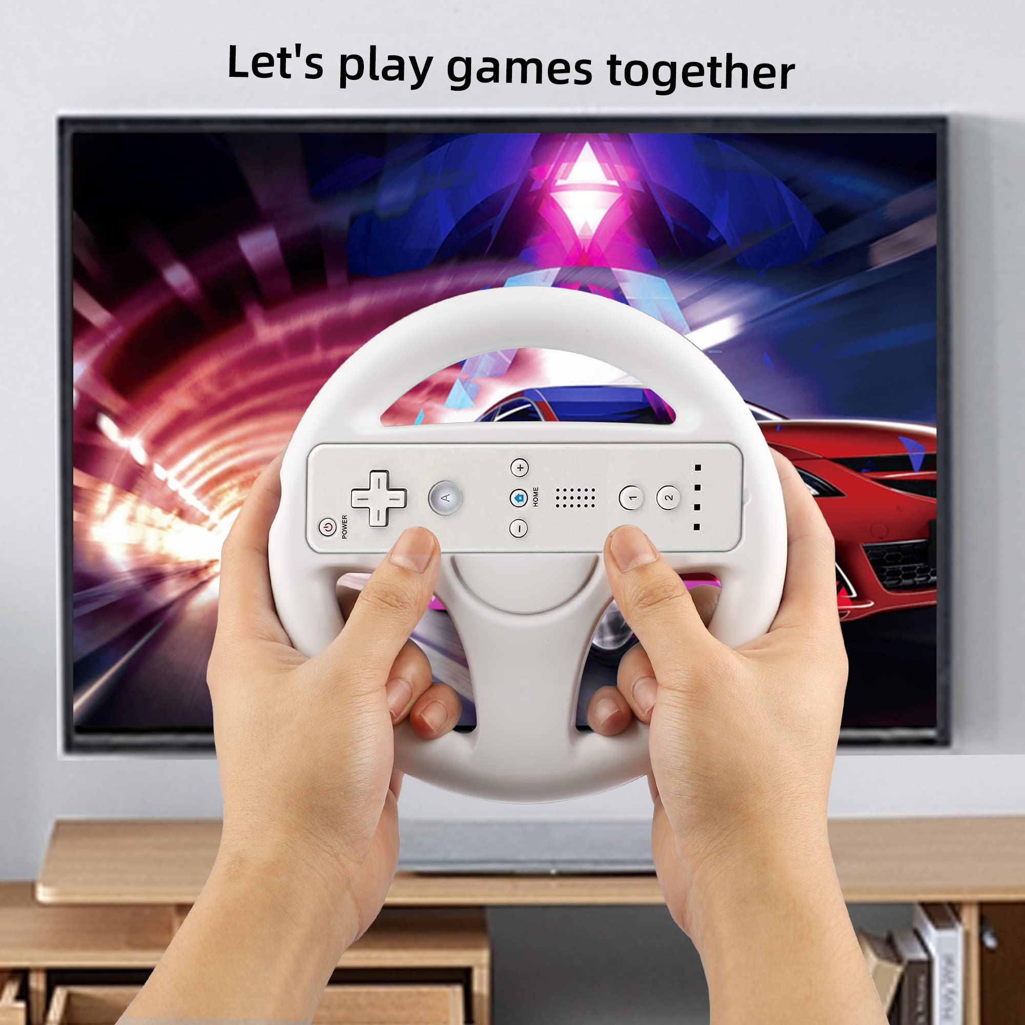 Xahpower Sensor Bar for Wii and 2 Pack Steering Wheel Games Accessories