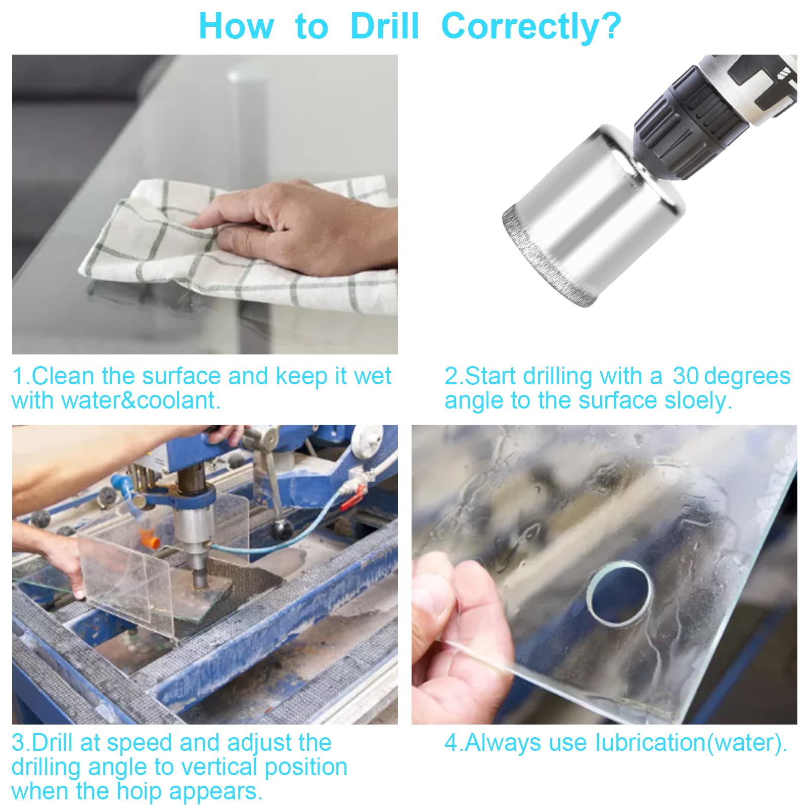 12 Pcs Diamond Drill Bits for Ceramic, Diamond Hole Saw Drill Bit Set Kit, Premium Glass Drill Bit for Bottles, Pots, Marble, Granite Stone, Tile Cutting 0.16 Inch - 1.18 Inch（4 mm - 30 mm）YLYL