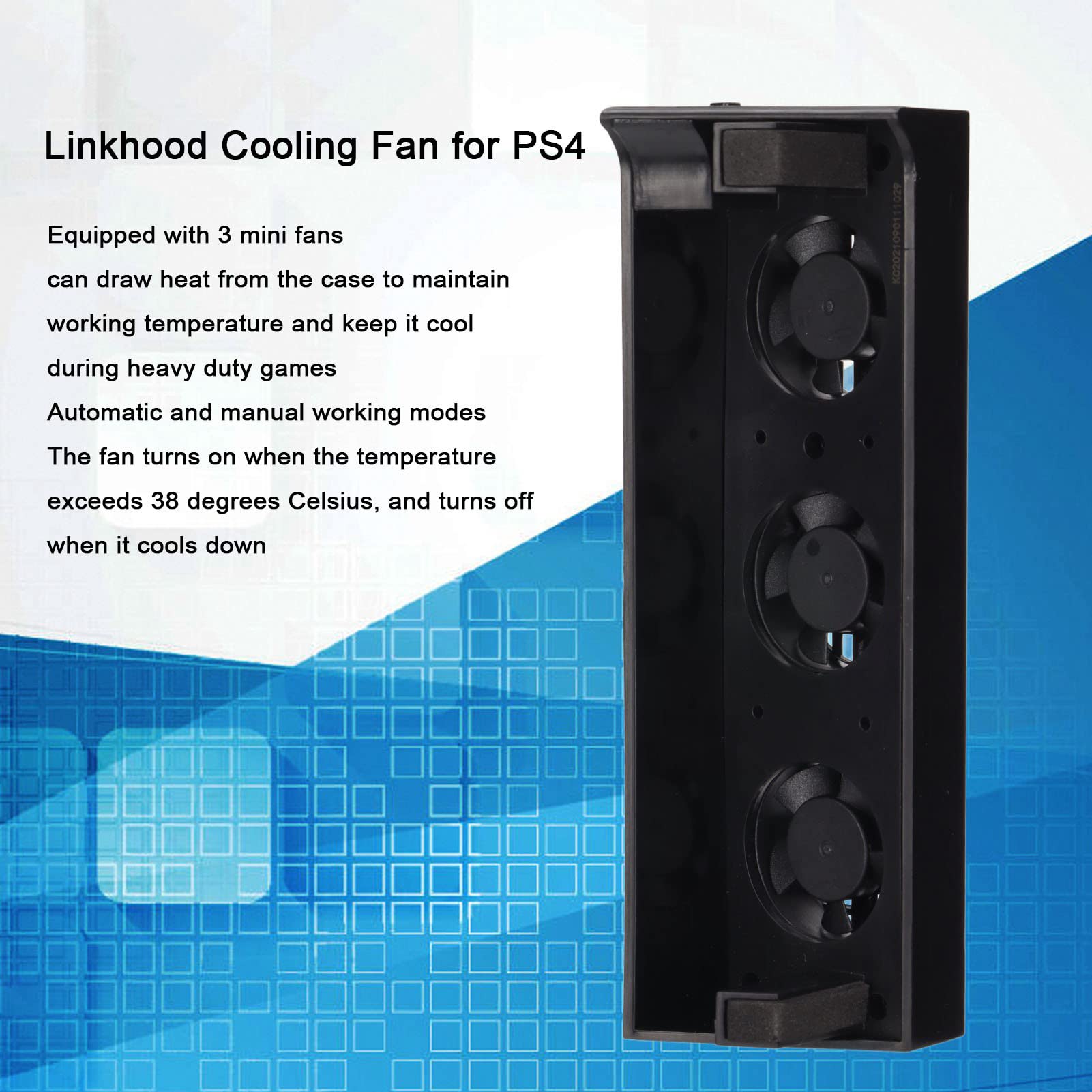 Acogedor USB Host Cooling Fan for PS4 Slim, External USB Cooler Automatic Temperature Sensor Controlled Radiator with 3 Fans for PlayStation 4 Slim