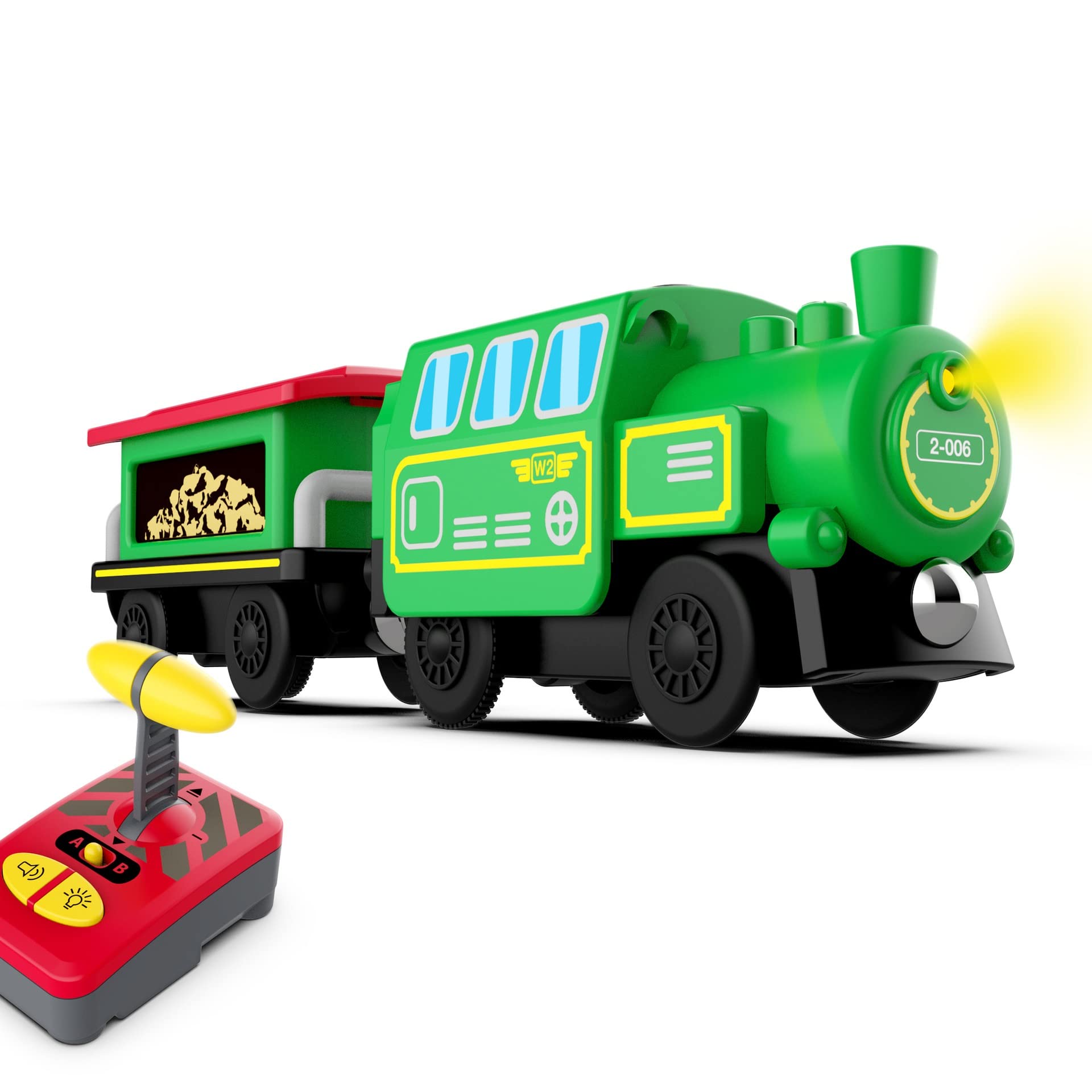 Wooden Train Accessories Battery Operated Locomotive Train, Remote Control Train for Track Set, Powerful Engine Train Vehicles Fit All Major Brands Track Railway System (Battery Not Included)