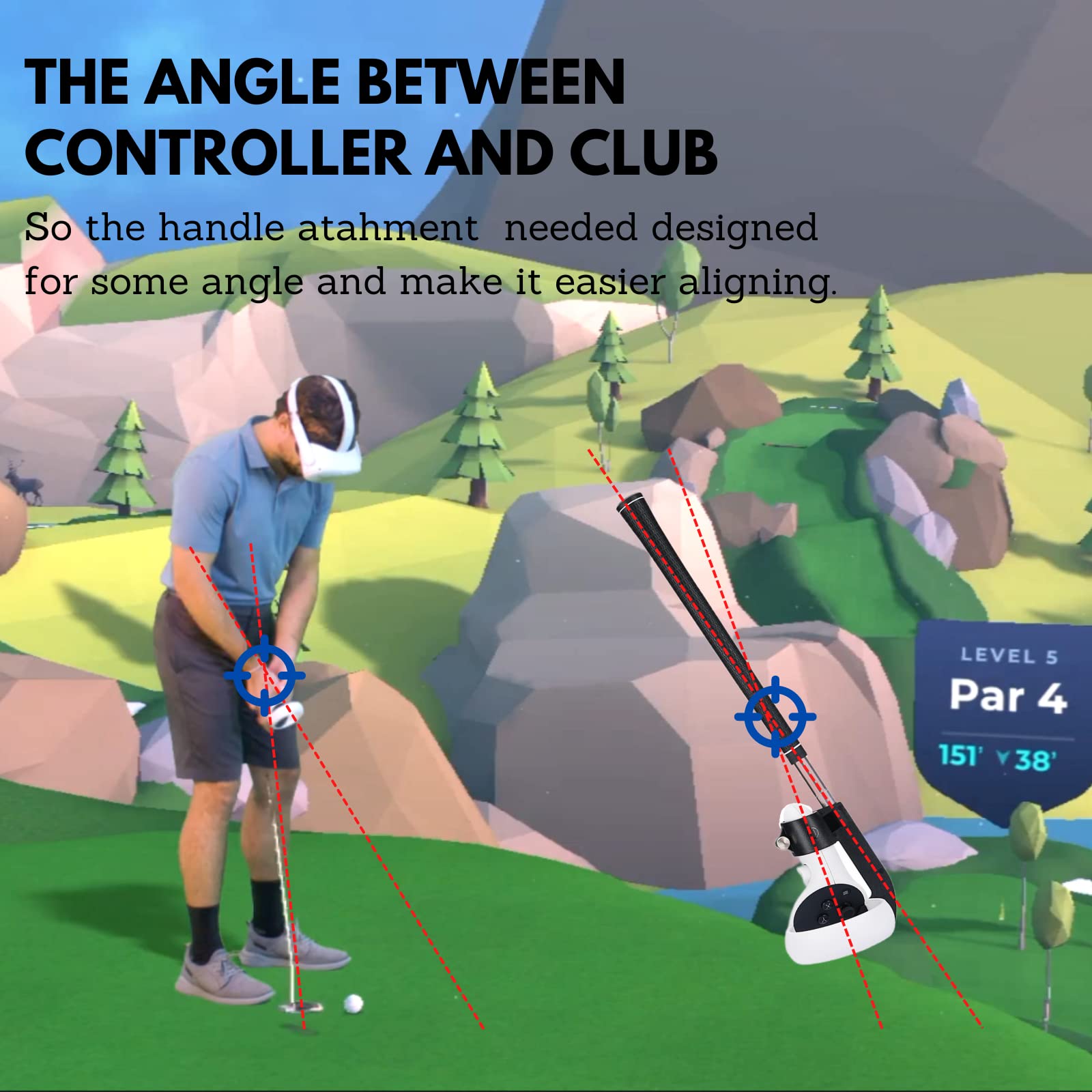 Hoolalas VR Golf Club Attachment for Oculus Quest 2 Meta Accessories (Left Controller)