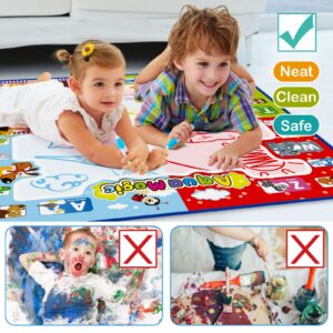 Jasonwell Aqua Water Doodle Mat 31x31 Inches Large Magic Drawing Doodling Mat Coloring Mat Educational Toys Christmas Birthday Gifts for Kids Toddler Boys Girls Age 2 3 4 5 6 7 8 Year Old (Alphabet)