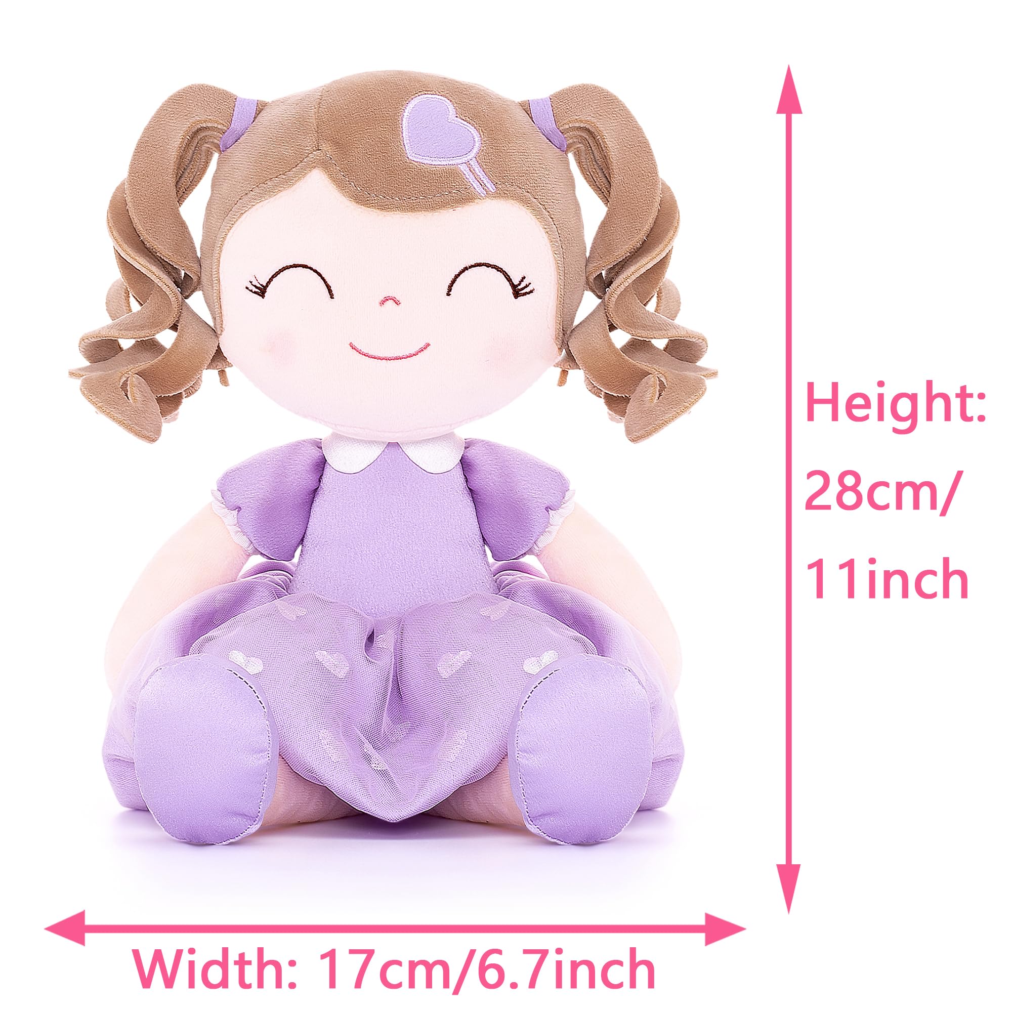 Gloveleya Baby Doll Gifts Plush Curly Girl Toys with Love 16" Purple Light Skin