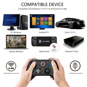 BEITONG Asura 2 Pro PC Game Controller Wireless Gamepad Joystick Hall Effect Trigger For Windows 7 8 10 11,Android TV,Steam,Tesla,Simulator,with Programmable M Buttons (Black)