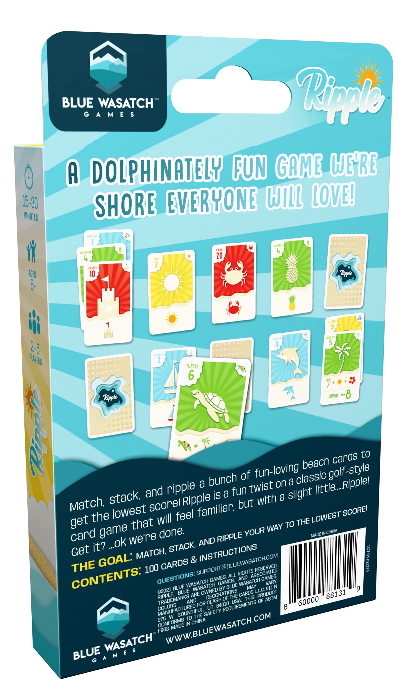 Ripple Card Game - Match, Stack, and Collect Combos on your Beach. Easy to Learn and Fun for Kids, Teens, & Adults.