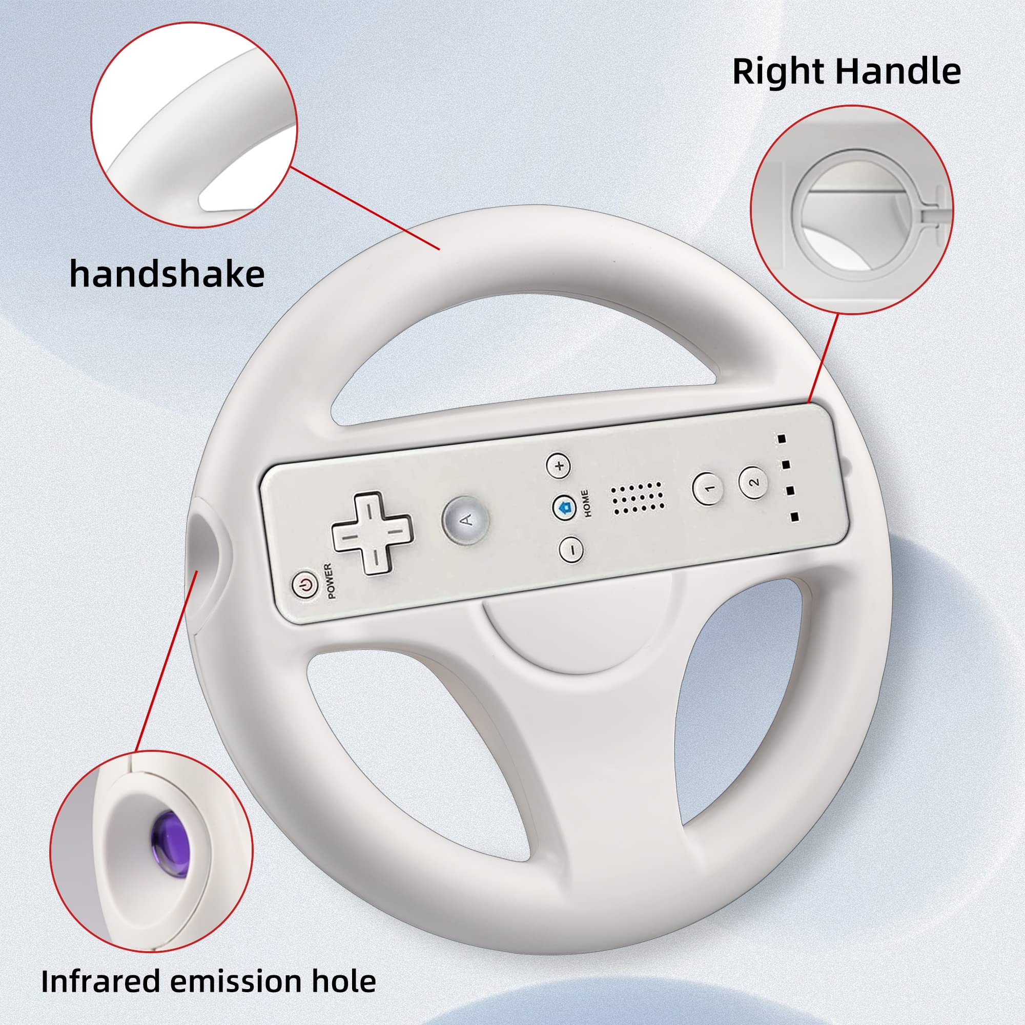 Xahpower Sensor Bar for Wii and 2 Pack Steering Wheel Games Accessories