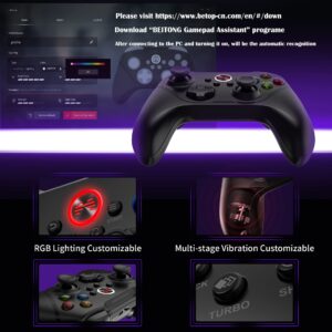 BEITONG Asura 2 Pro PC Game Controller Wireless Gamepad Joystick Hall Effect Trigger For Windows 7 8 10 11,Android TV,Steam,Tesla,Simulator,with Programmable M Buttons (Black)