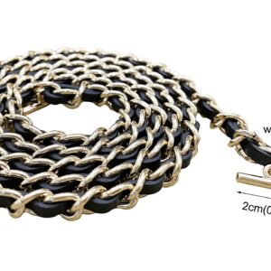 Conversion Kit Real Cowhide Leather Chain+Insert Compatible with Chanel Flap Long Wallet