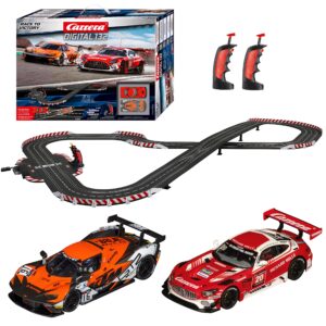 carrera digital electric slot car racing track set includes two cars & two dual-speed, d132 race to victory