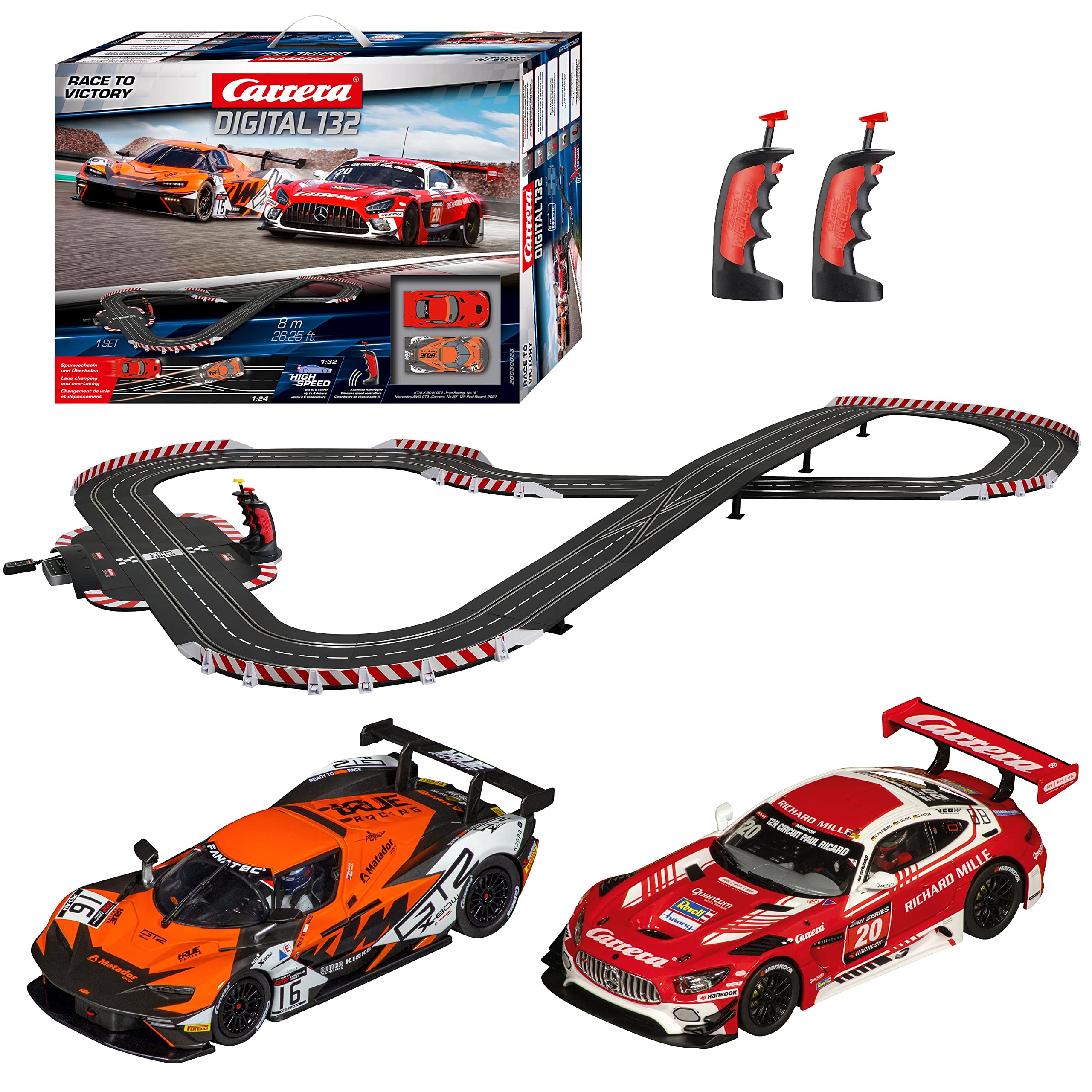 Carrera Digital Electric Slot Car Racing Track Set Includes Two Cars & Two Dual-Speed, D132 Race to Victory