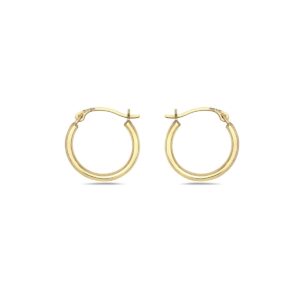 14K Solid Gold 1MMX14MM French Lock Hoop Earrings- Yellow Gold - Jewelry for Women/Girls - Small Hoop Earrings