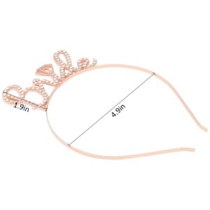 BAHABY Bride Tiara for Wedding, Bachelorette Party, Bridal Shower - Rose Gold Headpiece with 'Bride' Letter - 4.9 inches Diameter, 1.9 inches High - for Adult Women