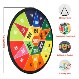 BELLOCHIDDO 14" Dart Board for Kids, Dart Game for 3 4 5 6 7 8 9 10 Years Old Boys & Girls with 8 Sticky Balls, Kids Toys, Indoor Outdoor Party Games Toys, Birthday for Toddlers