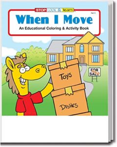 zoco - when i move - coloring books (50 bulk pack, without crayons) - real estate agent gifts - realtor supplies - games, puzzles, activities for kids