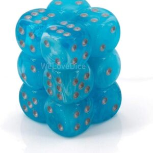 Gemini Dice Block | Set of 12 Size D6 Dice Designed for Board Games, Roleplaying Games and Miniature Games | Premium Quality 16 mm Dice | Luminary Blue and Light Blue Color | Made by Chessex