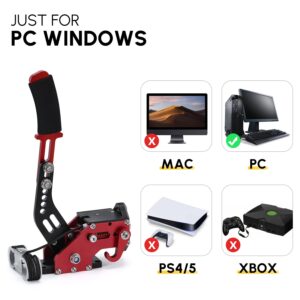 64-Bit PC USB Handbrake for SIM Auto Racing Games G25/ G27/G29 T500 Steel & Aluminum RALLY Adjustable for PC Windows PS Red with Clamp