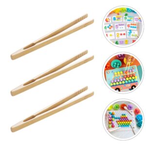 3PCS Wooden Tweezer Tongs Wooden Peg Board Beads Game Clips Counting Matching Game Beads for Montessori Sorting Toys