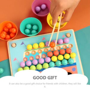 3PCS Wooden Tweezer Tongs Wooden Peg Board Beads Game Clips Counting Matching Game Beads for Montessori Sorting Toys