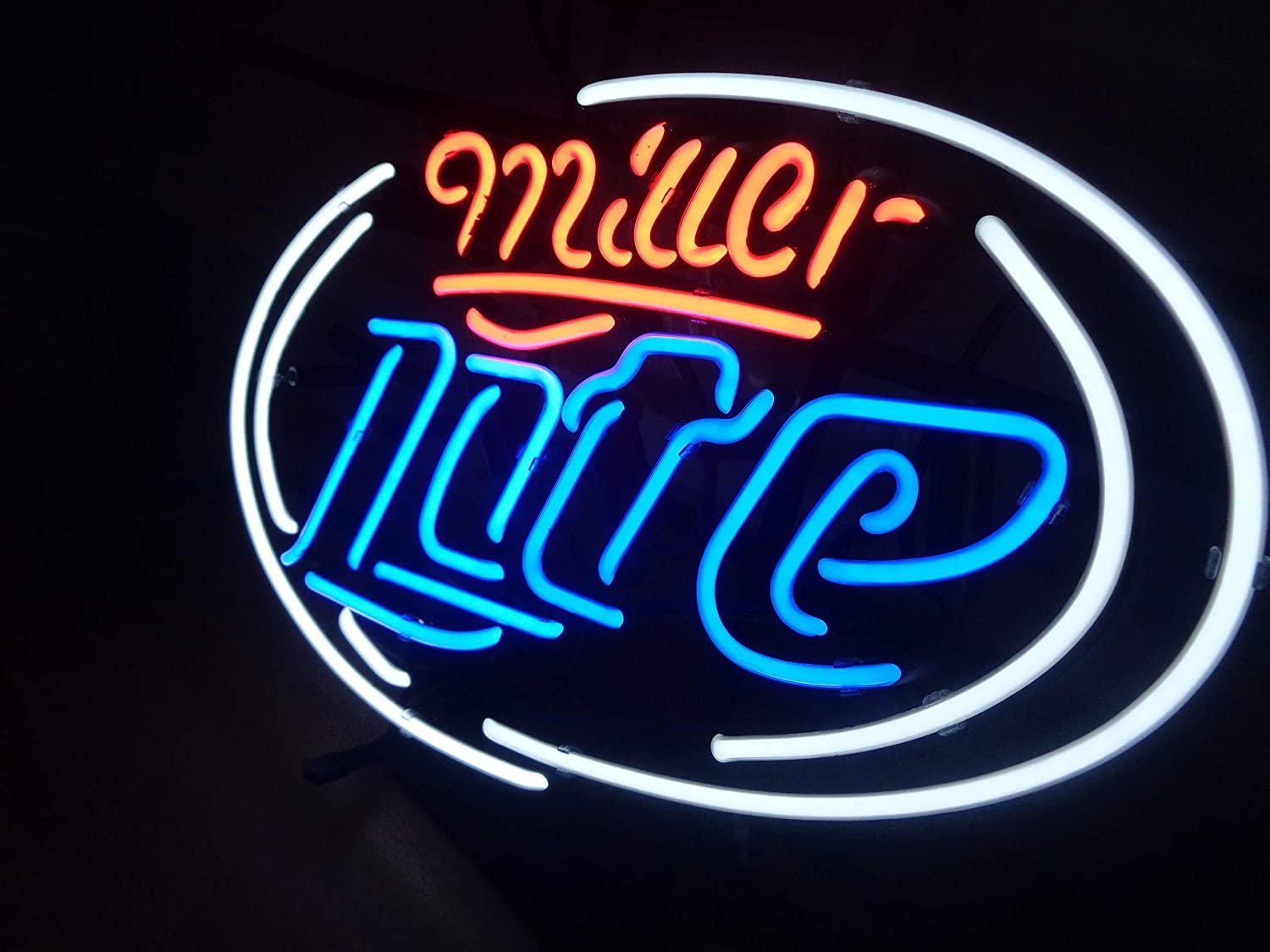 Real Glass Neon Sign Miller lite Metal Frame 42X32CM decoration Light Beer Bar Pub Garage Room