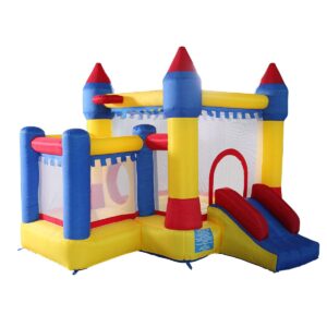 Inflatable Bounce House Kid Activity Center Crayon Design Slide and Jump Game