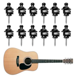 12pcs guitar strap locks and buttons, guitar strap locks set guitar strap lock buttons, metal guitar strap buttons locks, metal button security straplock for electric acoustic guitar, bass, ukulele