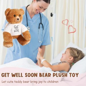 Get Well Soon Bear 16 Inch Bear Stuffed Animals with White T-Shirt Feel Well Soft Bear Plush Hospital Gifts for Boy and Girl (Classic Style)