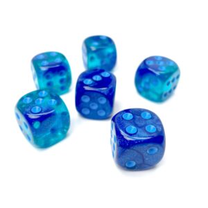 Gemini Dice Block | Set of 12 Size D6 Dice Designed for Board Games, Roleplaying Games and Miniature Games | Premium Quality 16 mm Dice | Luminary Blue and Light Blue Color | Made by Chessex