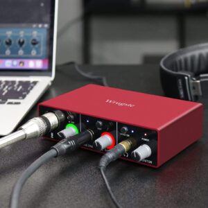 Wrugste USB Audio Interface Solo(24Bit/192kHz)+48V Phantom Power for Computer Recording Podcasting and Streaming Plug and Play Noise-Free Wrugste XLR Audio Interface for PC No Software Included