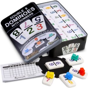 Queensell Large Double Nine Dominoes Set - Mexican Train Dominoes Set - Double 9 Dominos - Best for 2-6 players