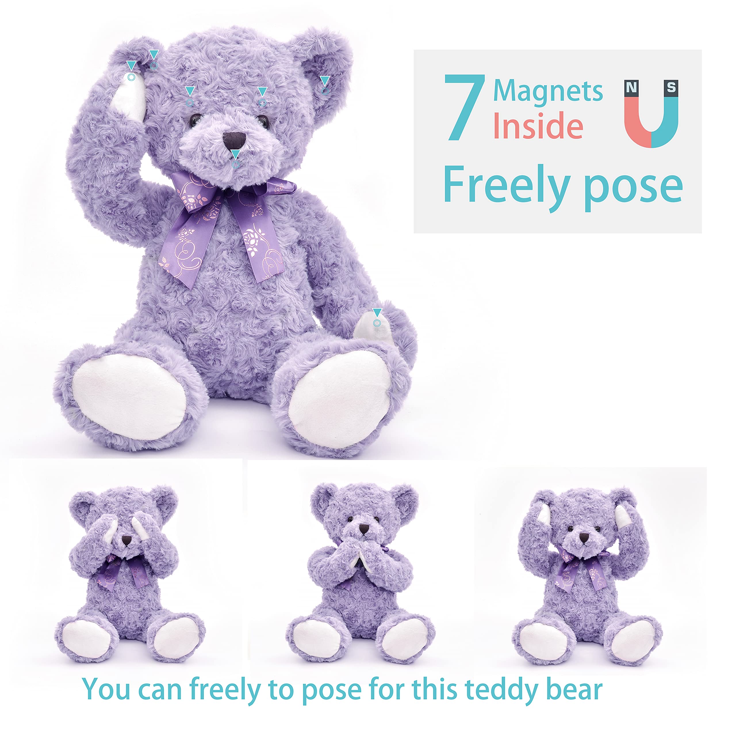 suepcuddly 20" Posed Teddy Bear Stuffed Animal Cute Plush Toy for Girl Kids (Purple)