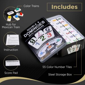 Queensell Large Double Nine Dominoes Set - Mexican Train Dominoes Set - Double 9 Dominos - Best for 2-6 players