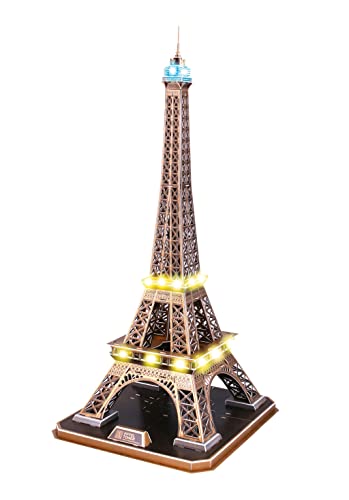 Revell Eiffel Tower LED Light Up Large 3D Puzzles for Adults and Kids Ages 10 Years and up Arts Crafts Building - 84 Pieces