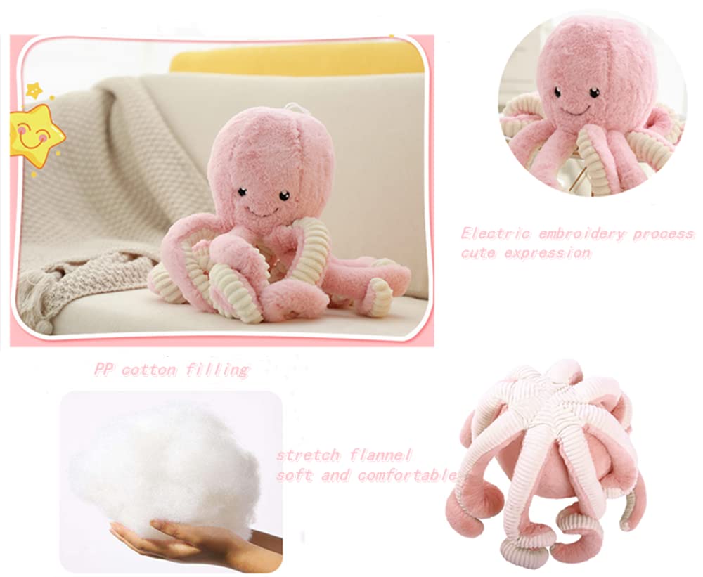 JOSON Cute Octopus Plush Toys, Soft Octopus Stuffed Animals, Girls and Boys Adult Birthday (16 Inch, Pink)