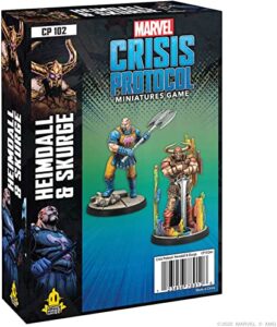 atomic mass games marvel: crisis protocol heimdall & skurge character pack - guardians of asgard unite! tabletop superhero game, ages 14+, 2 players, 90 minute playtime, made