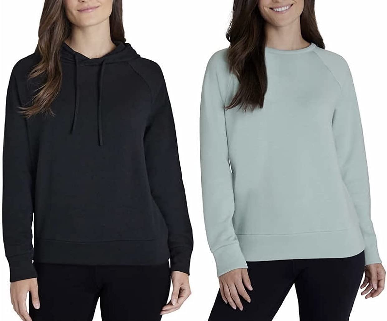 Eddie Bauer Women's Ultra Soft 2-Pack Comfort Combo, 1 Hoodie, 1 Crewneck Pullover (Medium, Ocean/Black)