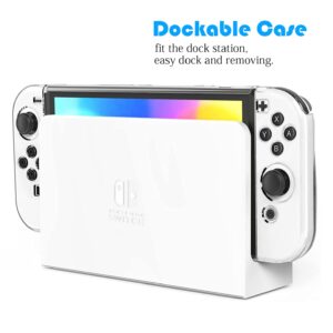 Clear Case for Nintendo Switch OLED, 3 in 1 Dockable Protective Case for Switch OLED and Joy-Con Controller Shock-Absorption and Anti-Scratch Design (Clear)