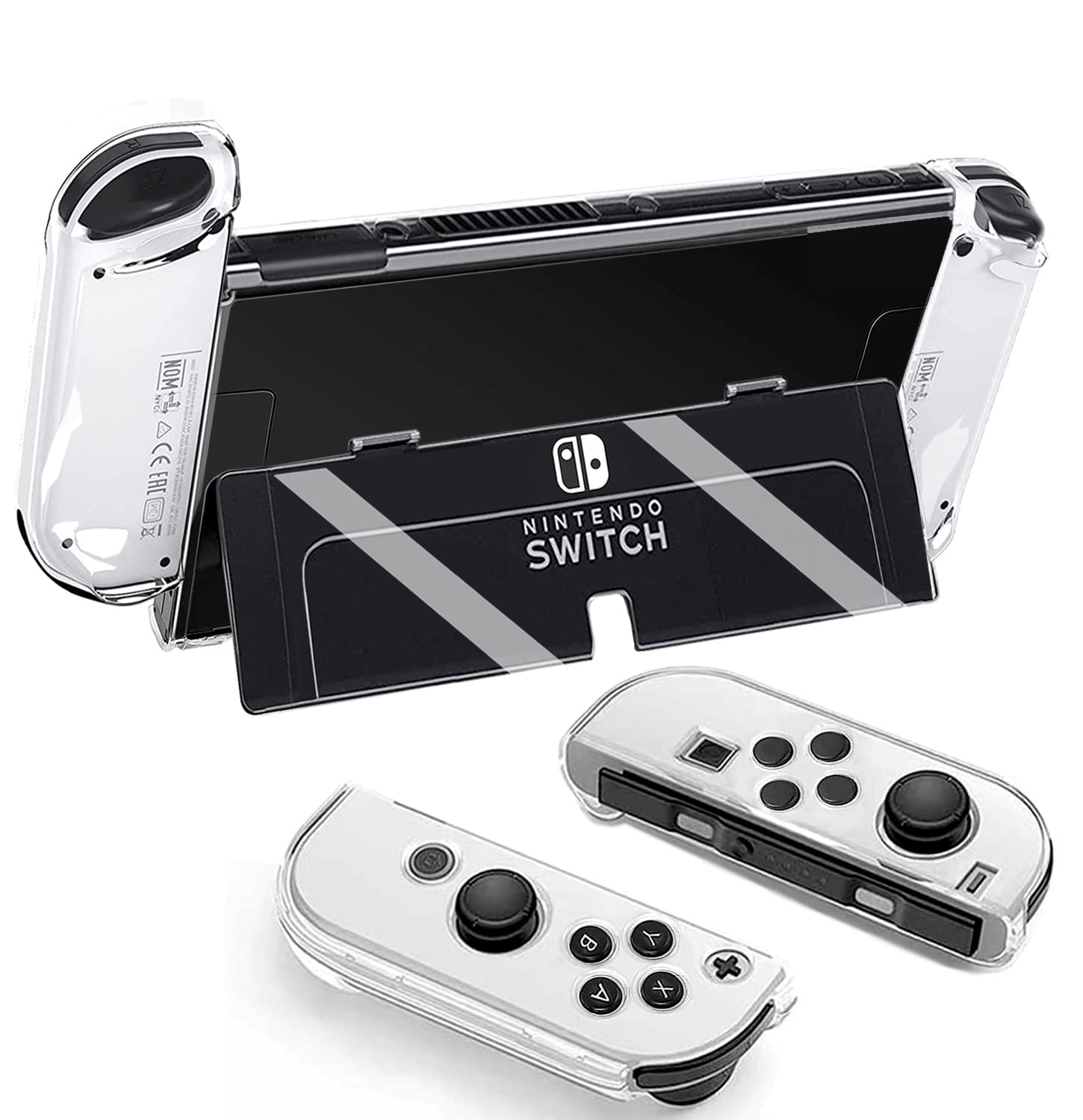 Clear Case for Nintendo Switch OLED, 3 in 1 Dockable Protective Case for Switch OLED and Joy-Con Controller Shock-Absorption and Anti-Scratch Design (Clear)