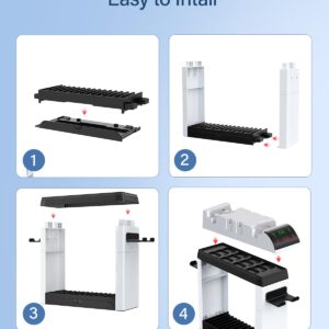 Switch Games Organizer Holder and Charging Dock for Nintendo Switch & Switch OLED Joy-Cons/Original Switch Pro Controller - Nargos Switch Storage Rack Stand Accessories kit