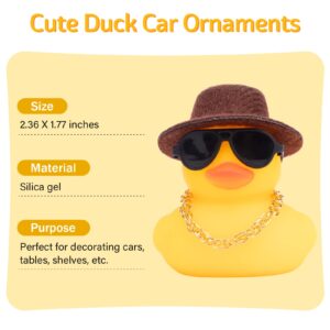 wonuu Rubber Duck Car Ornaments 2Pcs Yellow Duck Car Dashboard Decoration with Mini Hat