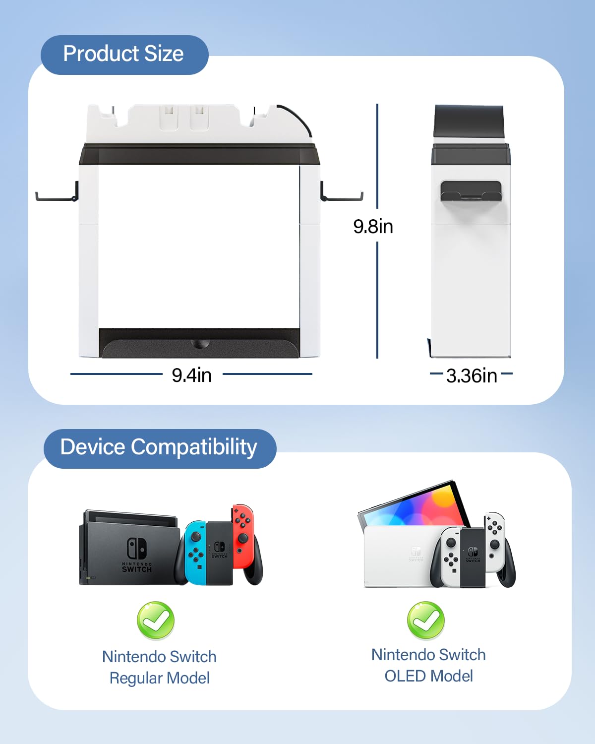 Switch Games Organizer Holder and Charging Dock for Nintendo Switch & Switch OLED Joy-Cons/Original Switch Pro Controller - Nargos Switch Storage Rack Stand Accessories kit