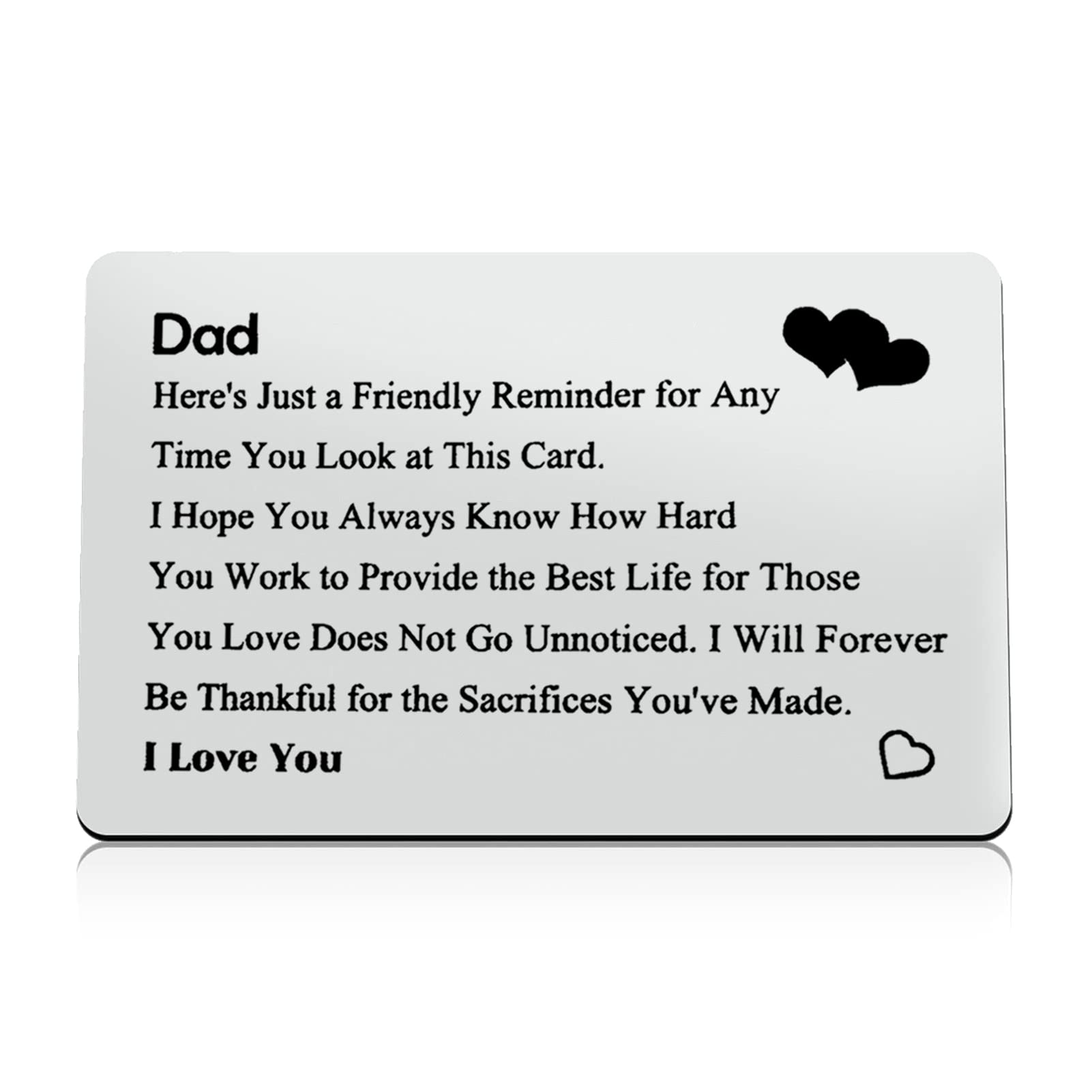 Xiahuyu Dad Gifts Fathers Day Gift Engraved Wallet Insert Card for Dad Birthday Gifts Christmas Stocking Stuffers for Dad Thanksgiving Gifts Dad Gifts from Daughter Son Kids