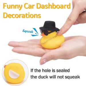 wonuu Rubber Duck Car Ornaments 2Pcs Yellow Duck Car Dashboard Decoration with Mini Hat