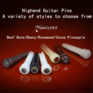 Miwayer Cocobolo Wood Guitar Bridge Pins Replacement Parts Brown for 6 & 12 String Acoustic Guitar (Big Abalone Dot)