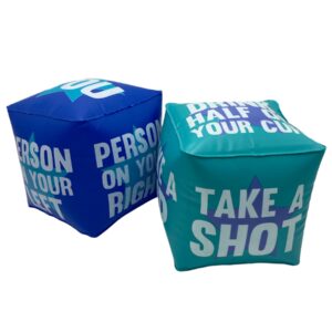 tmd retail giant dice drinking game for adults - blow up dice pvc inflatable and reusable 2 dice - 10" - jumbo dice for indoor outdoor fun games, pool parties, lawn floor games