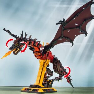 Givenni Fire Dragon Building Set with Display Stand - Smaug 1359 PCS Construction Building Bricks Model for Teen and Adults（New 2024）