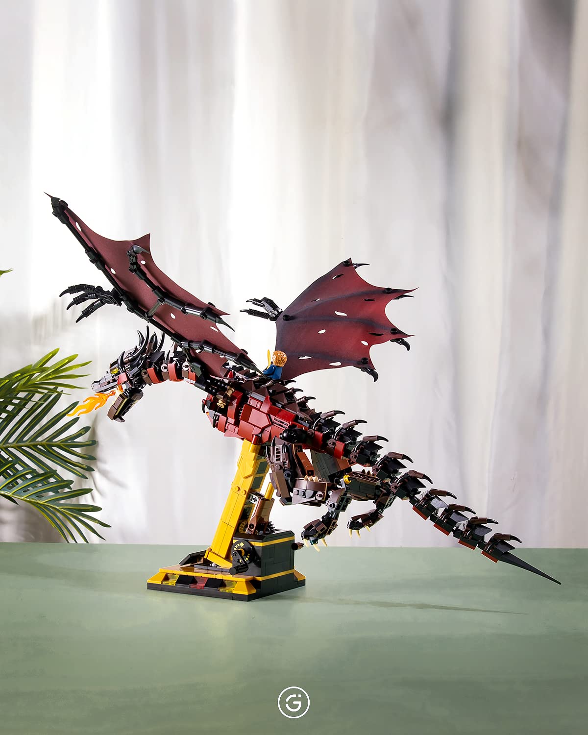 Givenni Fire Dragon Building Set with Display Stand - Smaug 1359 PCS Construction Building Bricks Model for Teen and Adults（New 2024）