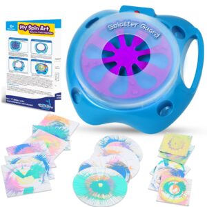 spin art machine variable speed, battery operated spinner - paint spinner with splatter guard, washable paint, spin art kit, art design card, stem toys, kid arts and crafts, girls boys